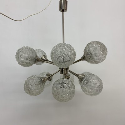 Mid-Century Glass Chandelier Hanging Lamp, 1970s-BGP-1442365