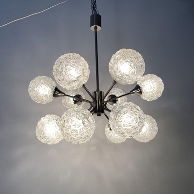 Mid-Century Glass Chandelier Hanging Lamp, 1970s-BGP-1442365