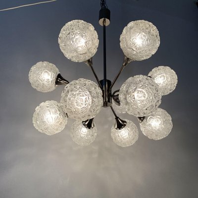 Mid-Century Glass Chandelier Hanging Lamp, 1970s-BGP-1442365