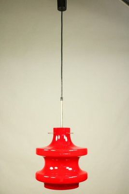 Mid-Century Glass, Cherry & Brass Pendant Lamp-FUP-582752