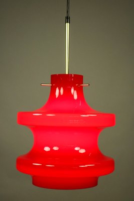 Mid-Century Glass, Cherry & Brass Pendant Lamp-FUP-582752