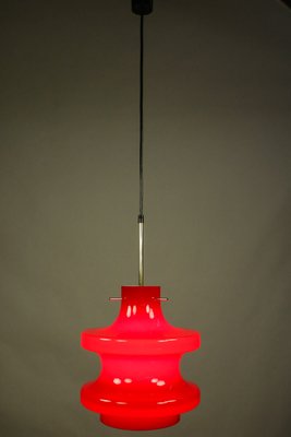 Mid-Century Glass, Cherry & Brass Pendant Lamp-FUP-582752