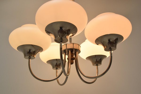 Mid-Century Glass & Chrome Chandelier, 1960s-TZ-1297660