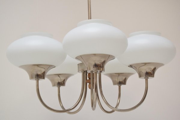 Mid-Century Glass & Chrome Chandelier, 1960s-TZ-1297660