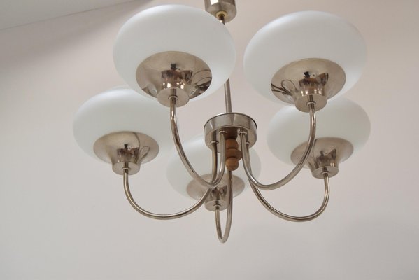 Mid-Century Glass & Chrome Chandelier, 1960s-TZ-1297660