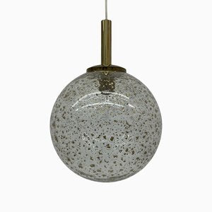 Mid-Century Glass Globe Hanging Lamp with Gold Flakes, 1970s-BGP-1155278