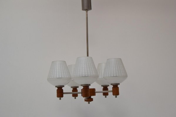 Mid-Century Glass & Metal Chandelier, 1970´s-TZ-1297654