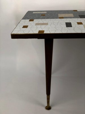 Mid-Century Glass Mosaic Coffee Table in Black, White, Grey & Gold-BAF-950253