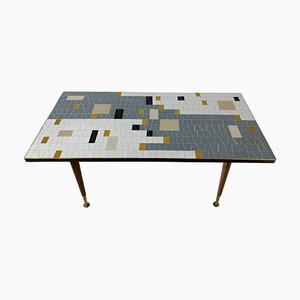 Mid-Century Glass Mosaic Coffee Table in Black, White, Grey & Gold-BAF-950253