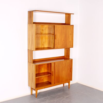 Mid-Century Glass & Oak Wall Unit-JUN-1240866