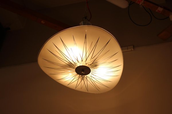 Mid-Century Glass Pendant Lamp from Inva Litoměřice, 1970s-TZ-694421