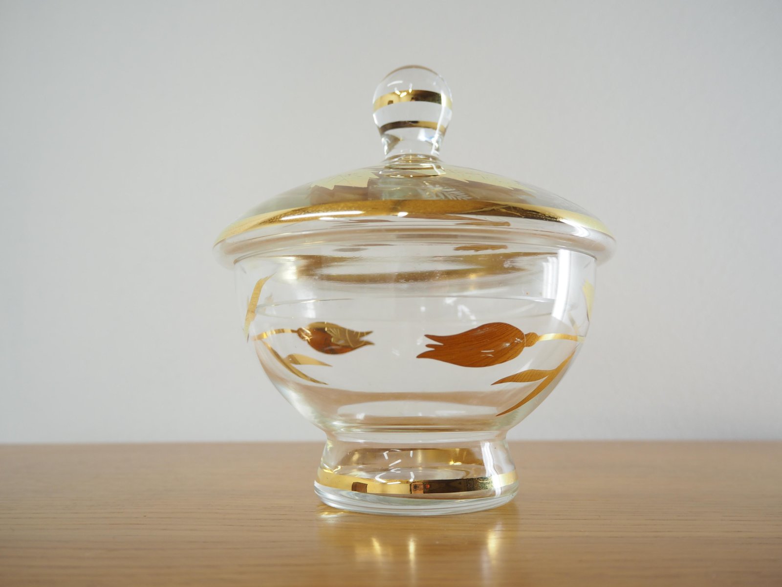 Mid-Century Glass Sugar Bowl from Bohemia Crystal, Czechoslovakia, 1950s