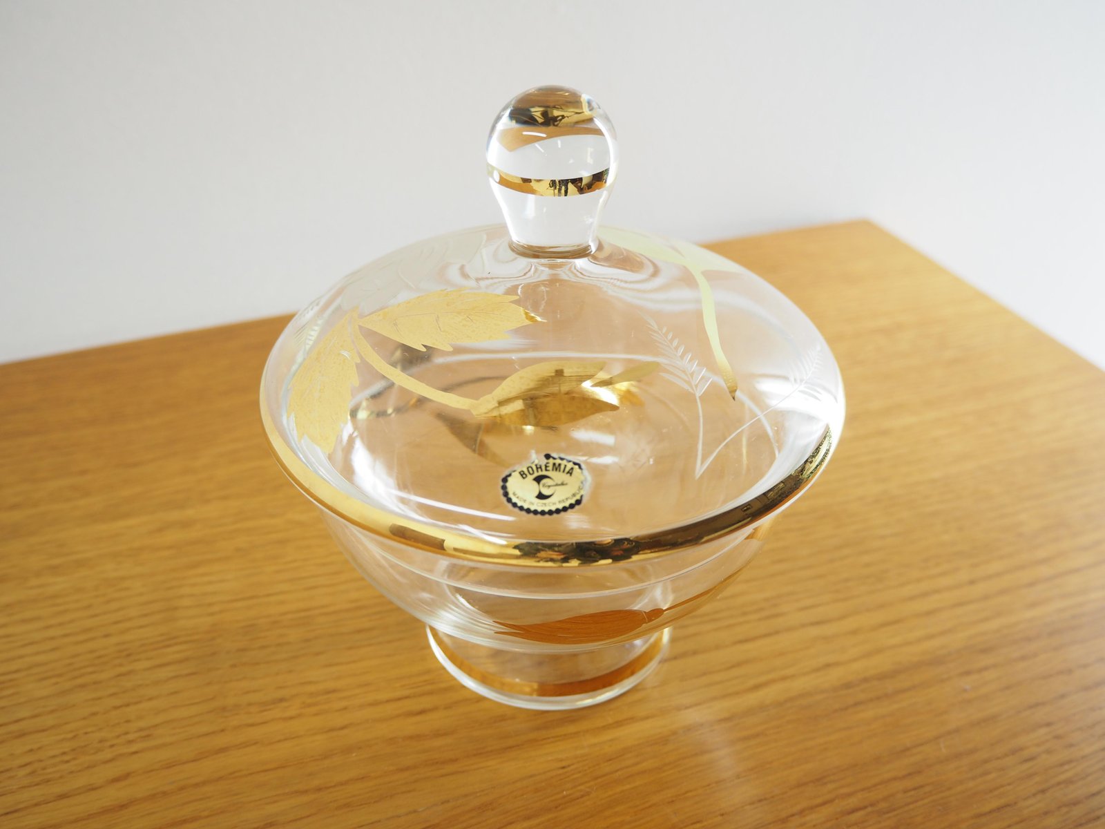 Mid-Century Glass Sugar Bowl from Bohemia Crystal, Czechoslovakia, 1950s