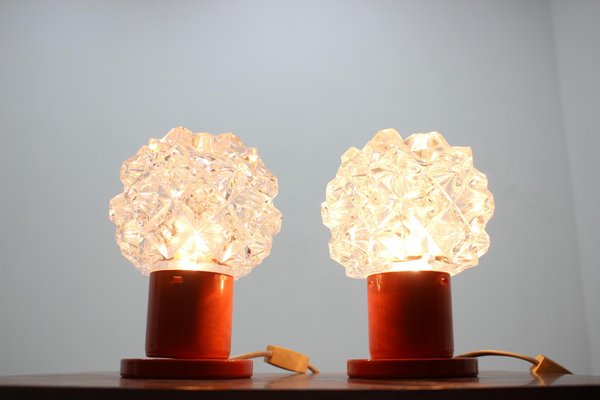 Mid-Century Glass Table Lamps from Kamenicky Senov, 1970s, Set of 2-TZ-745580