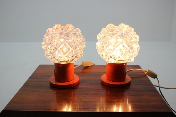 Mid-Century Glass Table Lamps from Kamenicky Senov, 1970s, Set of 2-TZ-745580