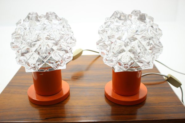 Mid-Century Glass Table Lamps from Kamenicky Senov, 1970s, Set of 2-TZ-745580