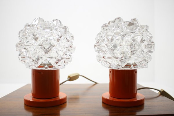 Mid-Century Glass Table Lamps from Kamenicky Senov, 1970s, Set of 2-TZ-745580