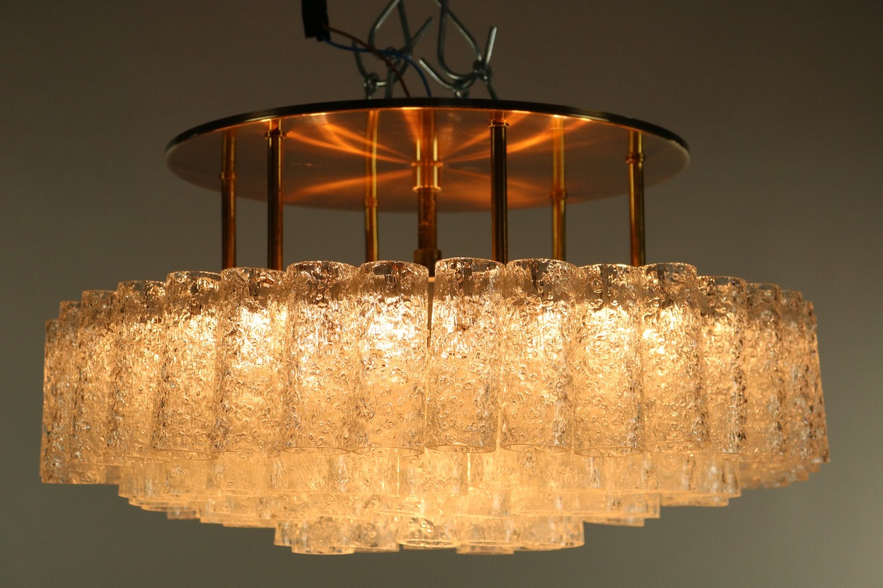 Mid-Century Glass Tube Flush Mount Ceiling Lamp from Doria Leuchten