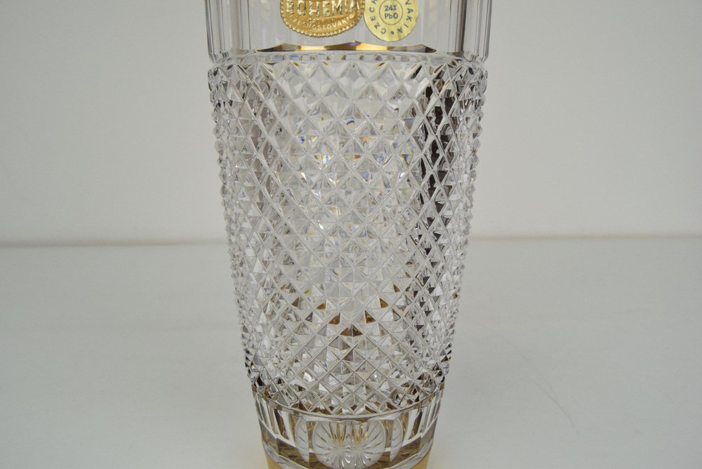 Mid-Century Glass Vase in Bohemia Crystal, 1960s