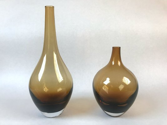 Mid-Century Glass Vase Set, 1960s, Set of 2-NY-828419