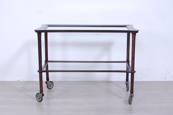 Mid-Century Glass & Wood Trolley, 1950s-XSG-1306560