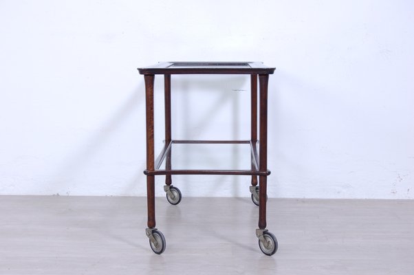 Mid-Century Glass & Wood Trolley, 1950s-XSG-1306560