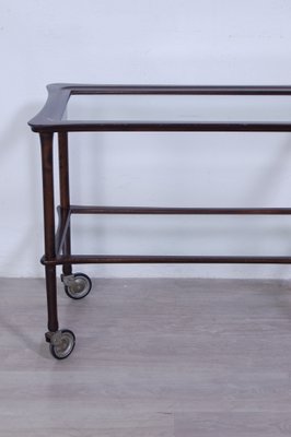 Mid-Century Glass & Wood Trolley, 1950s-XSG-1306560