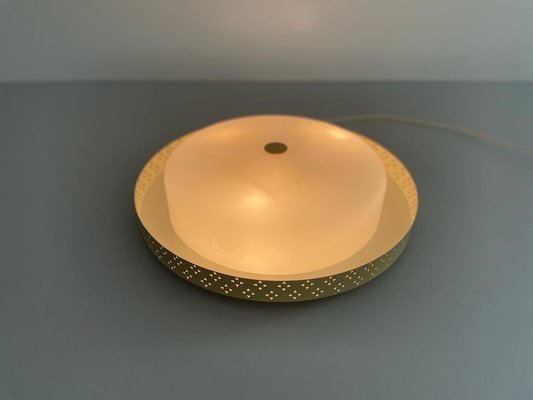 Mid-Century Glass & Yellow Metal Flush Mount, Germany, 1950s-RDS-1725998