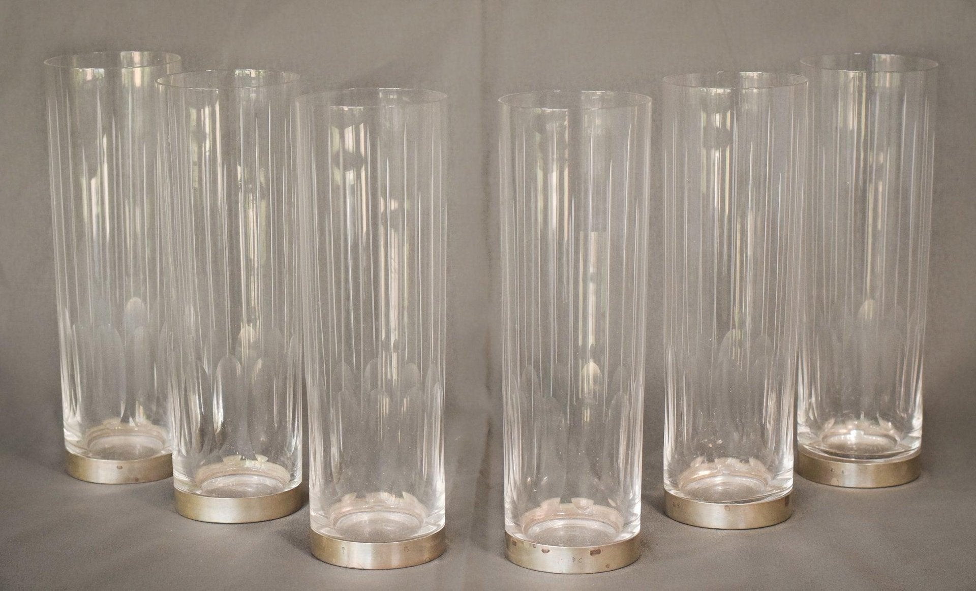 Mid-Century Glasses with Silver Bases, Set of 6