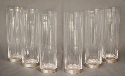 Mid-Century Glasses with Silver Bases, Set of 6