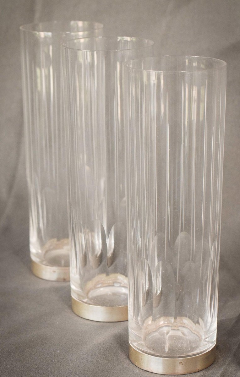 Mid-Century Glasses with Silver Bases, Set of 6