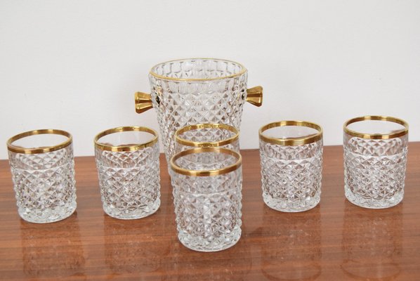 Mid-Century Glassware Barware Set by Bohemia Crystal, 1960s, Set of 7-TZ-1287097