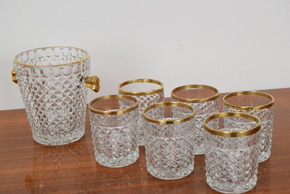 Mid-Century Glassware Barware Set by Bohemia Crystal, 1960s, Set of 7-TZ-1287097