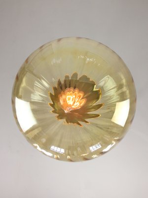 Mid-Century Globe Pendant in Yellow Glass and Brass-HGJ-1299416