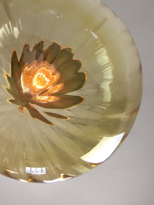 Mid-Century Globe Pendant in Yellow Glass and Brass-HGJ-1299416