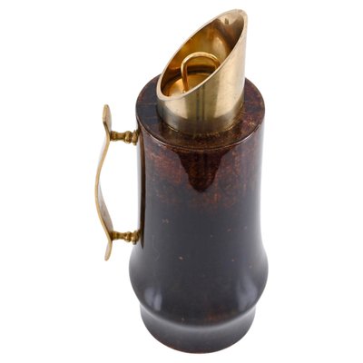 Mid-Century Goatskin and Brass Thermos Decanter by Aldo Tura for Macabo, Italy, 1950s-JDR-1738281