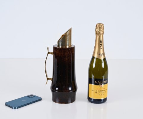 Mid-Century Goatskin and Brass Thermos Decanter by Aldo Tura for Macabo, Italy, 1950s-JDR-1738281