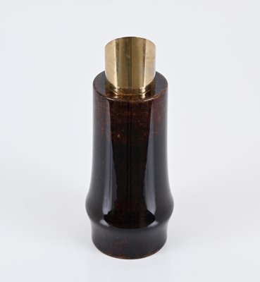 Mid-Century Goatskin and Brass Thermos Decanter by Aldo Tura for Macabo, Italy, 1950s-JDR-1738281