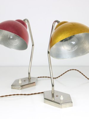 Mid-Century Gold and Red Table Lamps, 1950s, Set of 2-HGJ-1123727