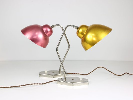 Mid-Century Gold and Red Table Lamps, 1950s, Set of 2-HGJ-1123727