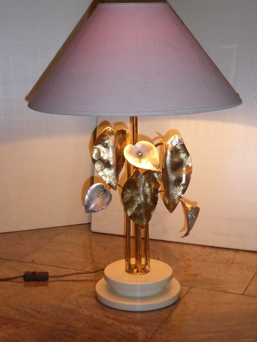 Mid-Century Gold and Silver Plated Lamp by Lanciotto Galeotti for L'Originale