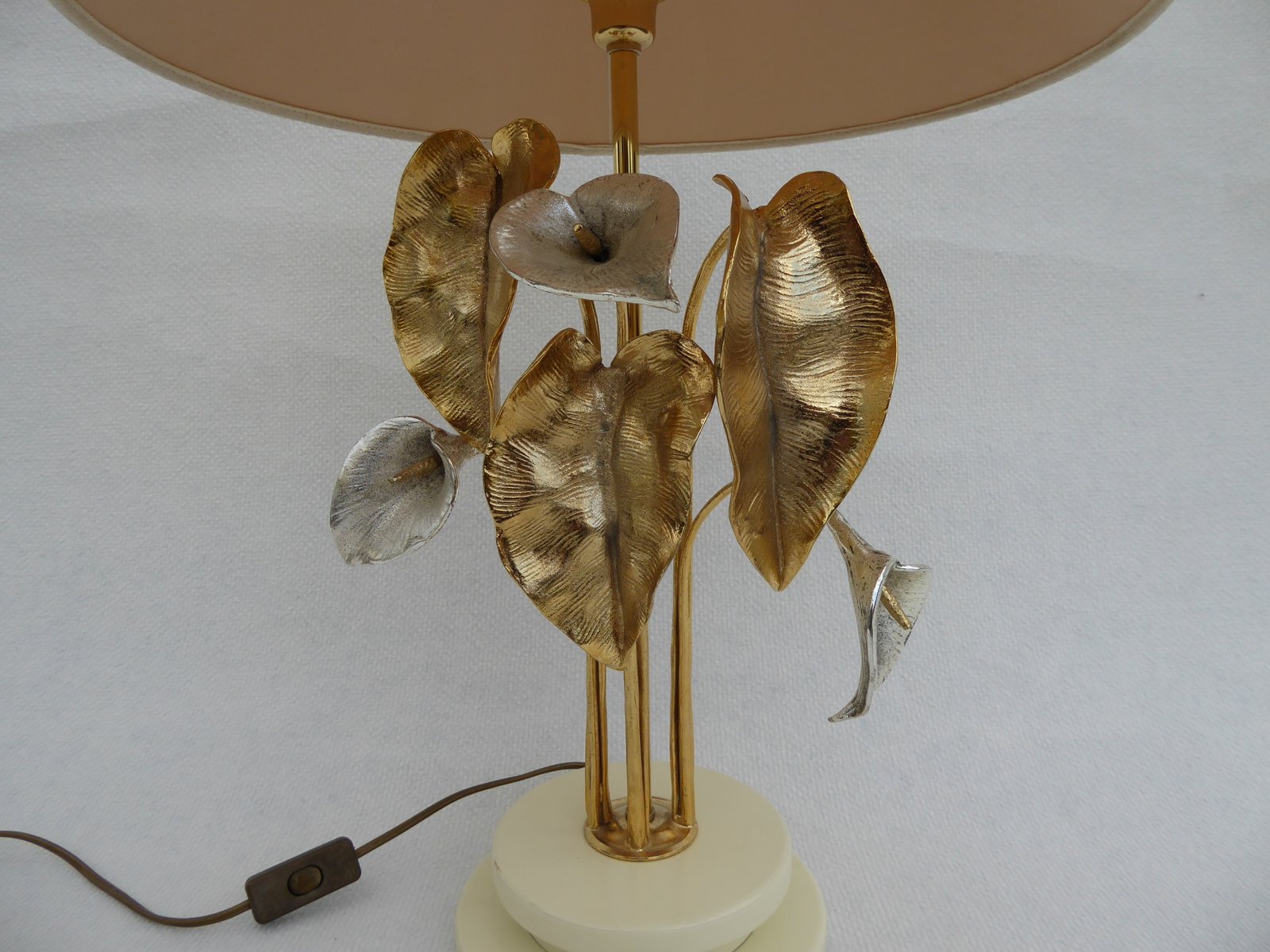 Mid-Century Gold and Silver Plated Lamp by Lanciotto Galeotti for L'Originale