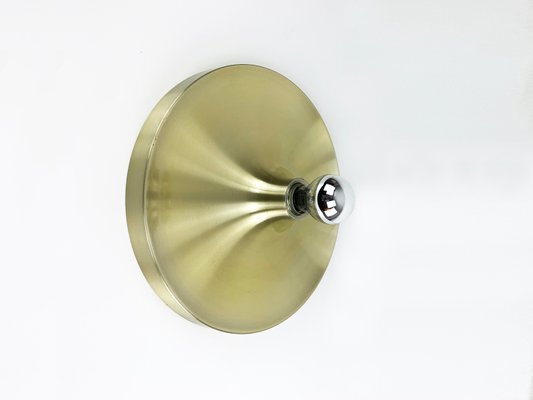 Mid-Century Gold German Flush Light Sconce in the Style of Charlotte Perriand, 1960-70s-ZM-1440702