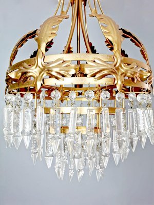 MId-Century Gold Gilded Chandelier, 1950s-BW-717645