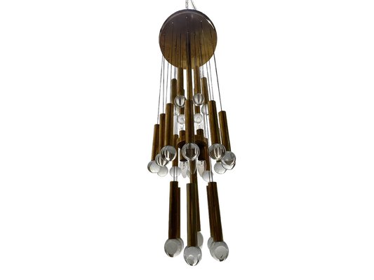 Mid-Century Gold Metal Pendant Light by Gaetano Sciolari, 1970s-JJC-1763132