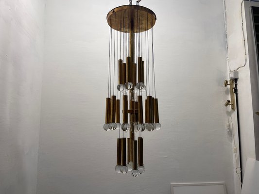 Mid-Century Gold Metal Pendant Light by Gaetano Sciolari, 1970s-JJC-1763132