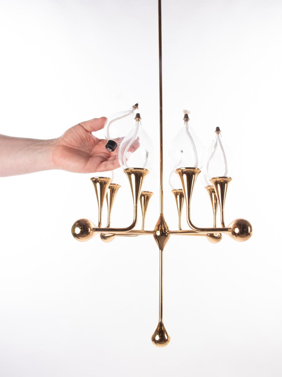 Mid-Century Gold-Plated Oil Candelabra by Freddie Andersen, 1970s