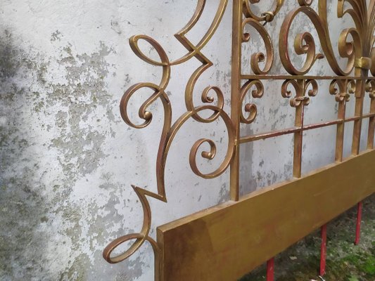 Mid-Century Gold Wrought Iron Headboard, 1950s-EAD-805709