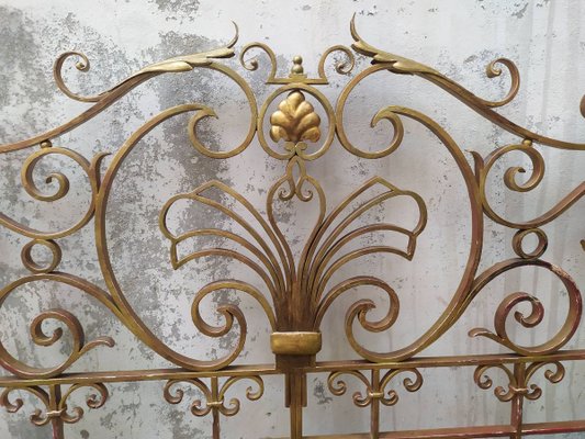 Mid-Century Gold Wrought Iron Headboard, 1950s-EAD-805709