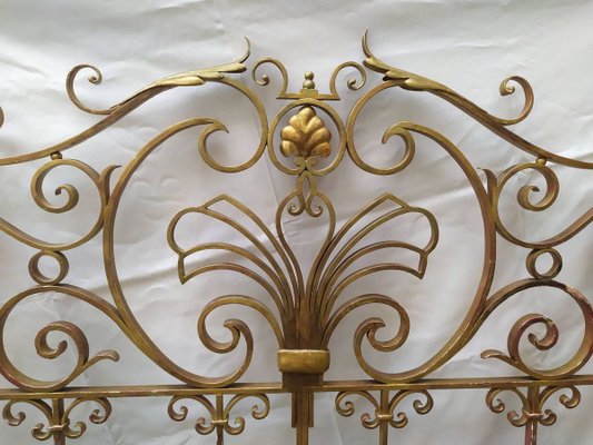 Mid-Century Gold Wrought Iron Headboard, 1950s-EAD-805709